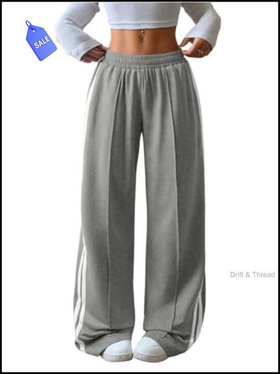 Pants - Women's Baggy Wide Leg Sweatpants High Waisted Joggers with Pockets
